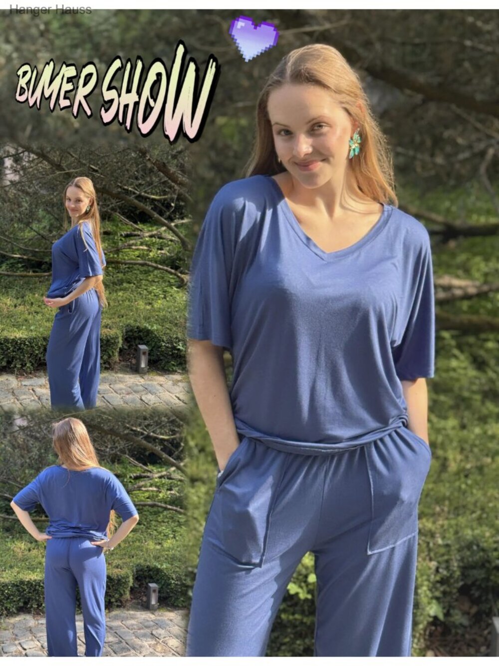 Women's Lounge Set 2 Piece Short Sleeve Wide Leg Pants Pajama Set - Picture 6 of 6